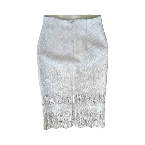 Rebecca Taylor white textured pencil midi skirt size 4 - Picture 3 of 6